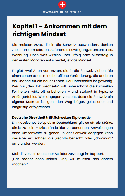 Die ersten 100 Tage als Arzt in der Schweiz – Insiderwissen eines Auswanderungsberaters